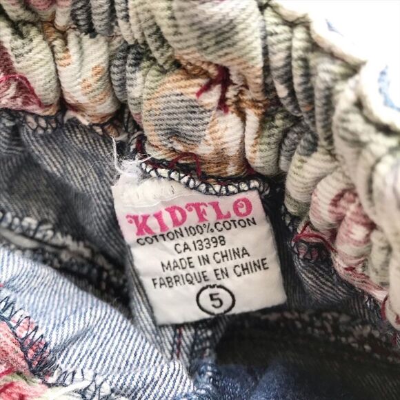 Vintage Kidflo pleated waist floral patch cuffed jeans EUC 5T - Picture 8 of 10